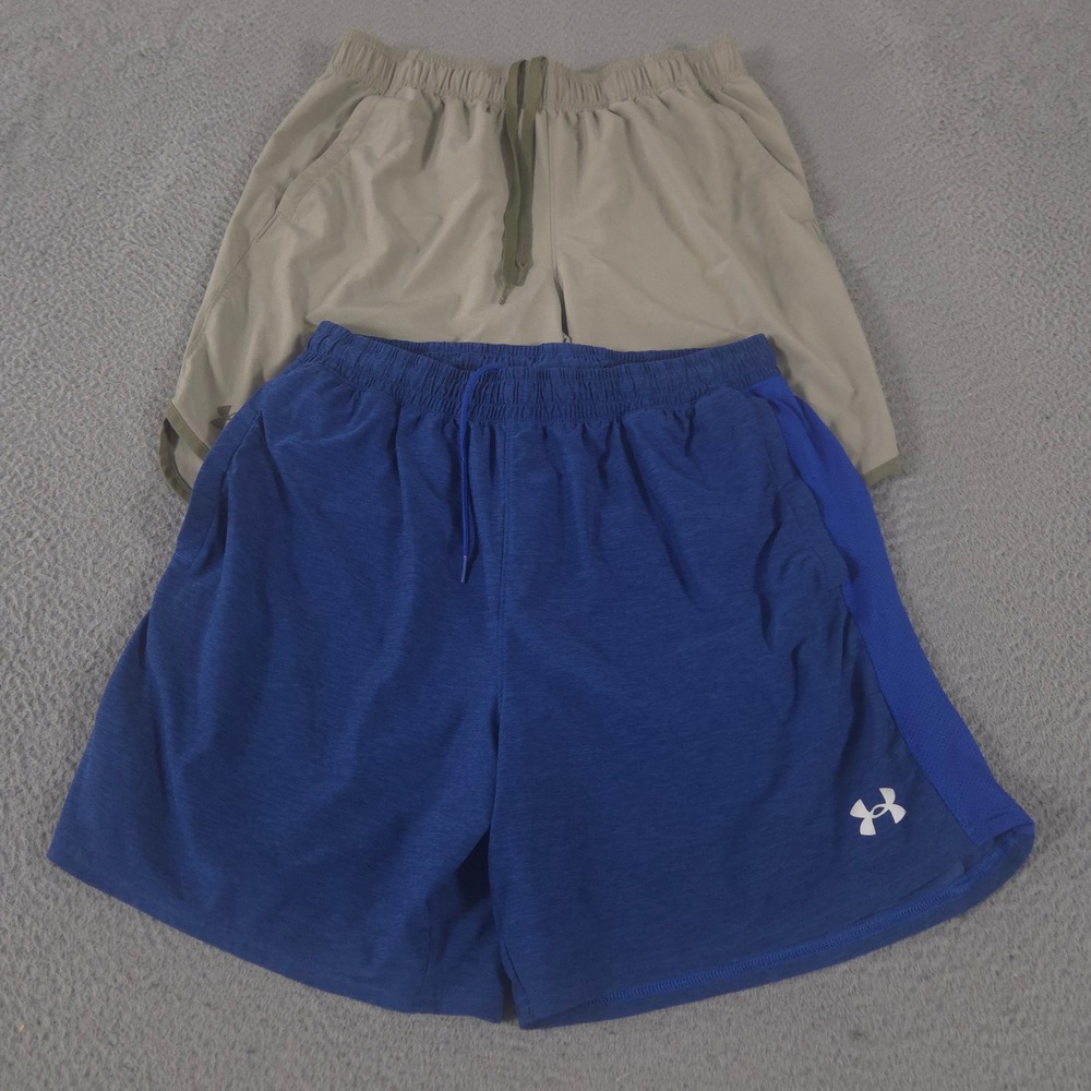 LOT OF 2 Under Armour Shorts Mens L Multi Qualifier Training MK-1 Stretch 7" Gym